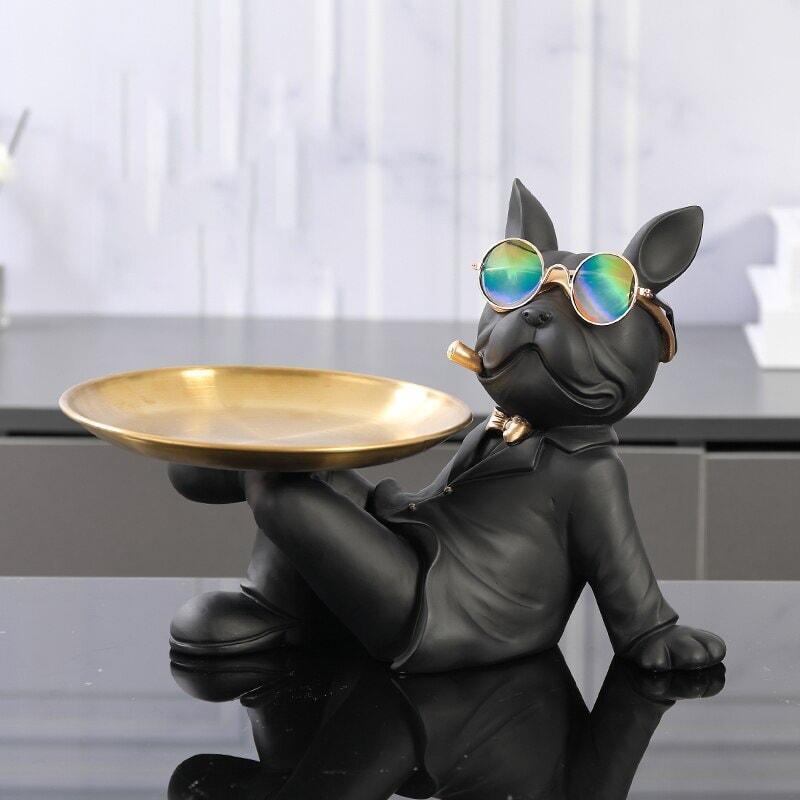 Vide Poche Design Bouledogue | Mocha - Designix Vide poche Noir