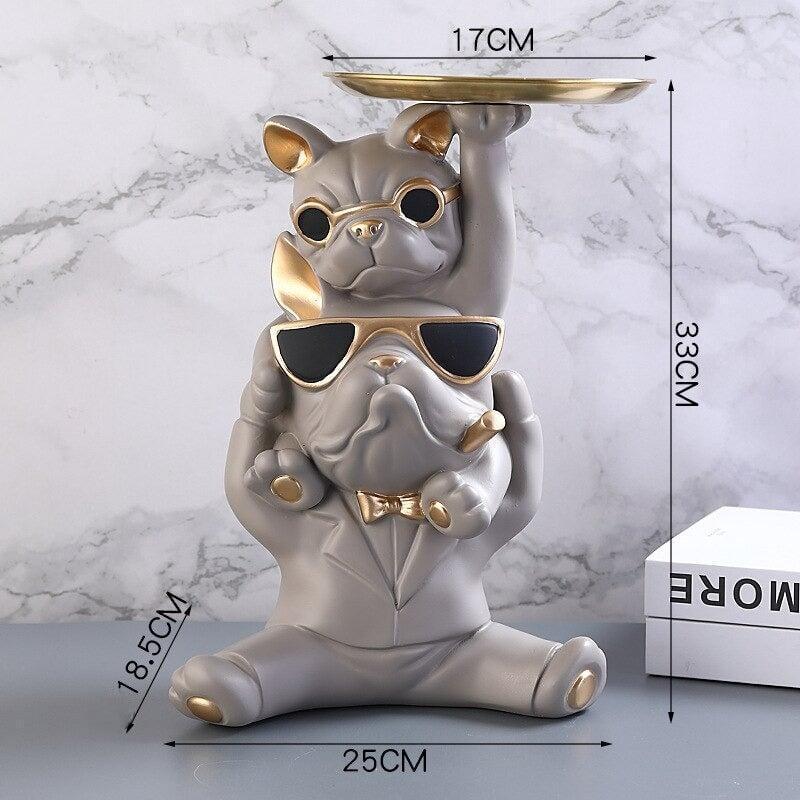 Vide Poche Design Bouledogue | Winston - Designix Vide poche Gris