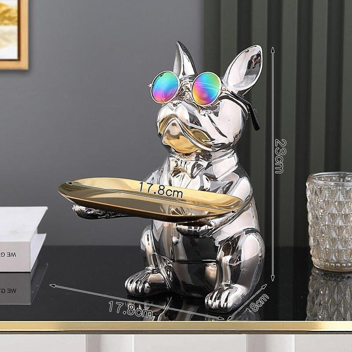 Vide Poche Design Bulldog | Oreo - Designix Vide poche Argenté