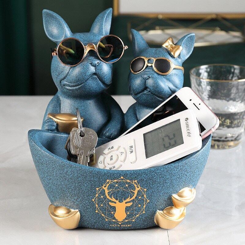 Vide Poche Design Bouledogue | Butch | Designix - Vide poche Bleu - https://designix.fr/