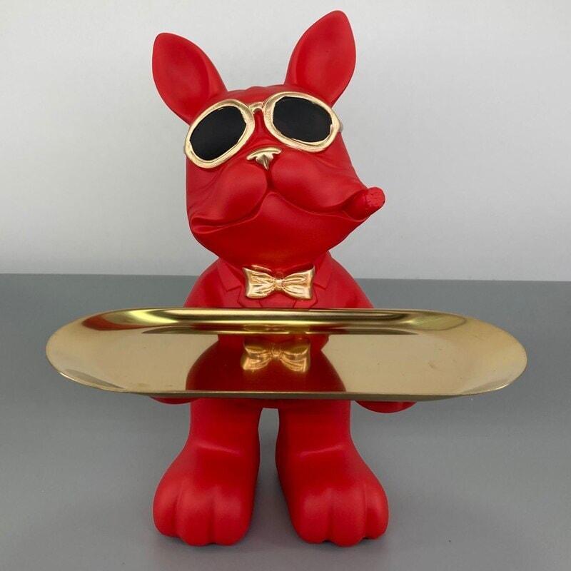 Vide Poche Design Bouledogue | Zeus | Designix - Vide poche Rouge   - https://designix.fr/